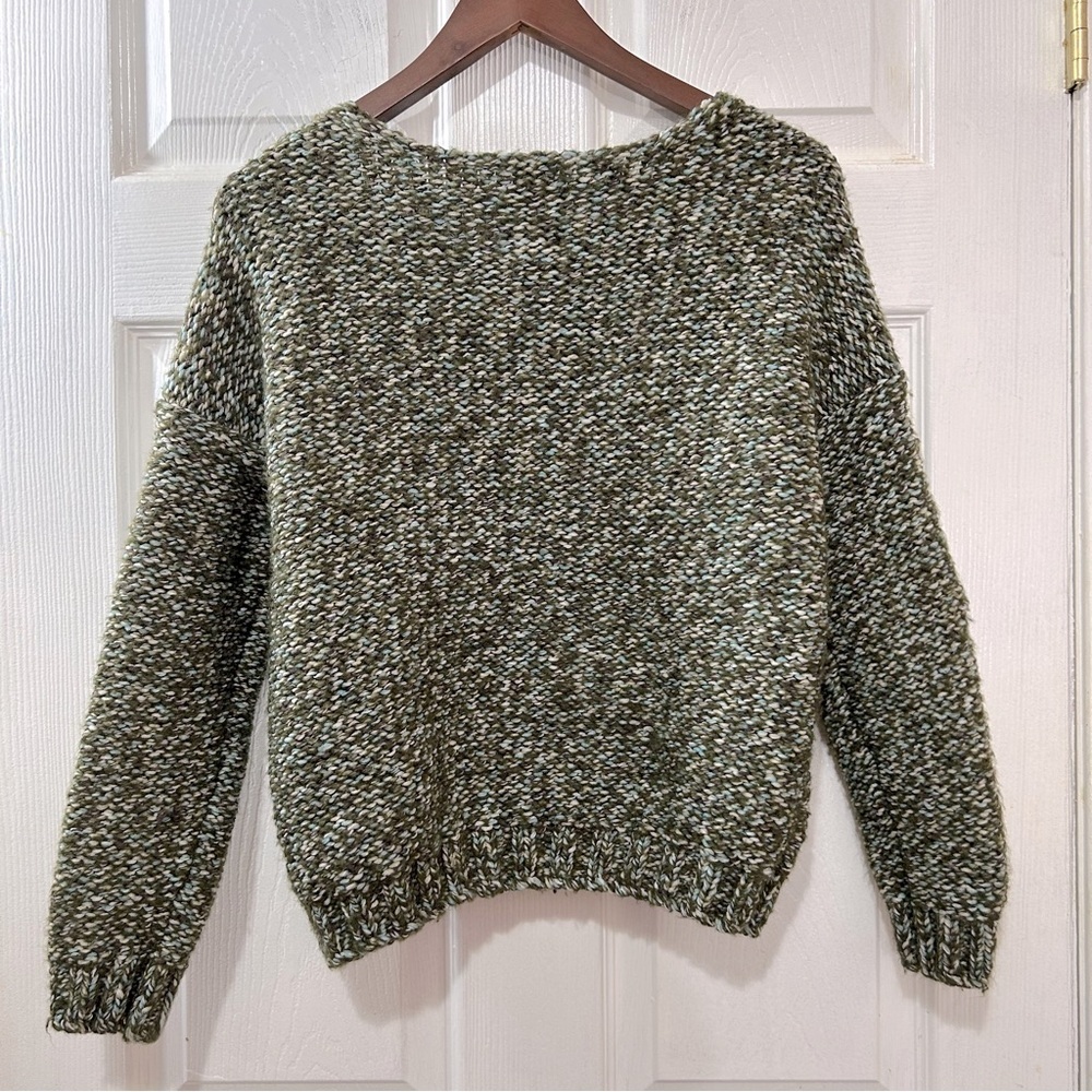 Abercrombie & Fitch Sweater Oversized Women's Green & Blue Marbled Size Medium - Picture 9 of 9